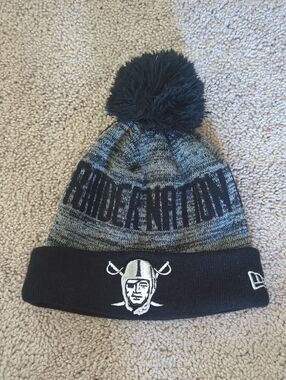 Rare 2016 NFL New Era Sideline Sport Knit Raider Nation Beanie On-Field Model